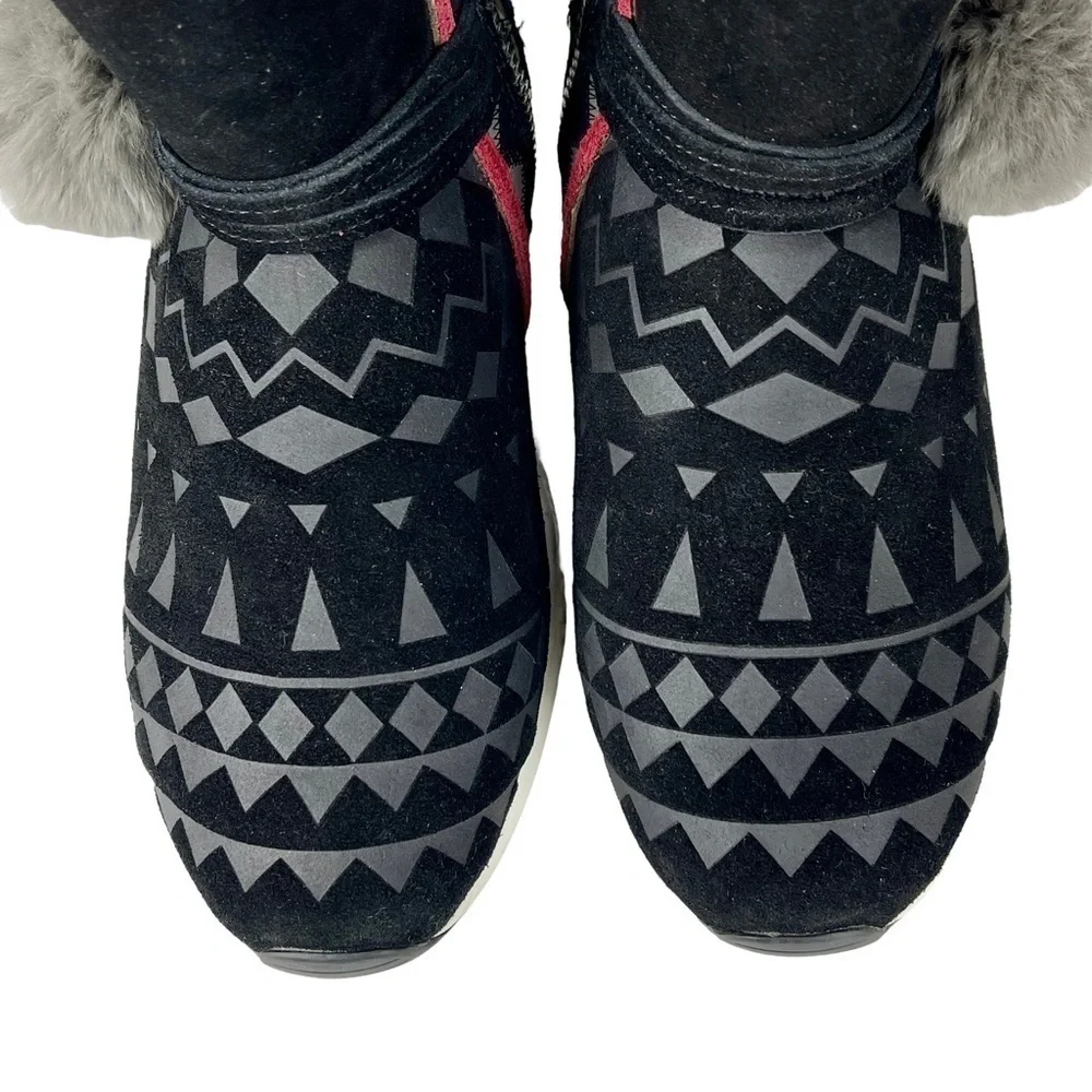 ASH MONGOLIA LAMBSKIN SUEDE SHEARLING GEOMETRIC POM POMS SNEAKER WINTER BOOTS